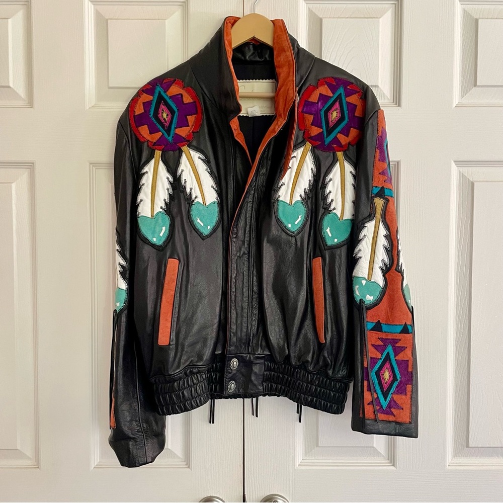 Vintage Arturo by Burray Olson Design Native American Leather Jacket, Medium
